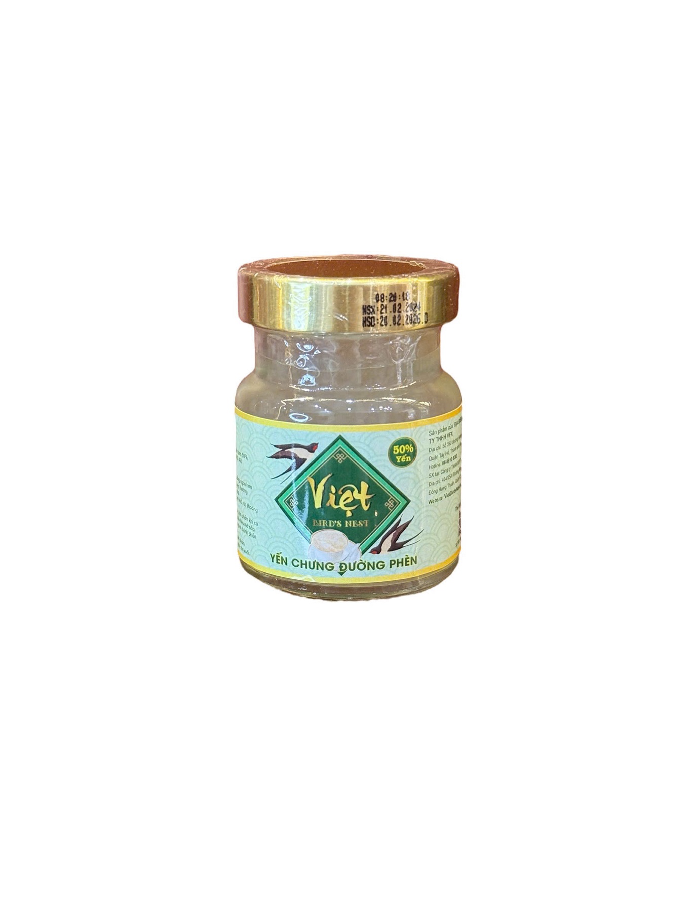 Hộp 10 hũ yến chưng đường phèn 50% Việt Bird's Nest